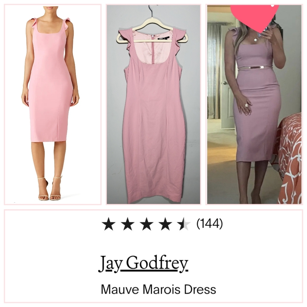 JAY GODFREY Mauve Marois Dress Size 2 Pink Feminie Flirty Party Guest Cocktail